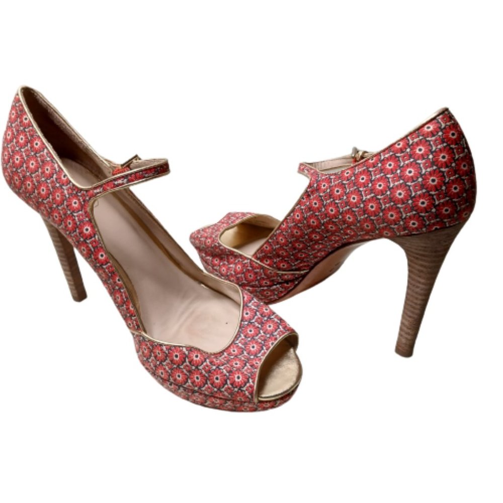 Coach Q1960 7200094/C13 Shea Mini Floral Scarf Desert Sky Mary Jane/Peep Toe 9B